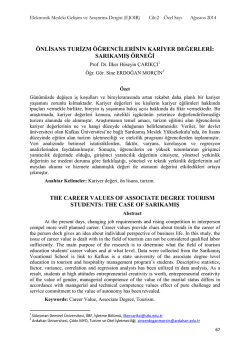 &Ouml;nlisans Turizm &Ouml;ğrencilerinin Kariyer Değerleri - E-JOIR