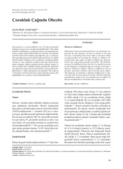 &Ccedil;ocukluk &Ccedil;ağında Obezite