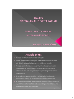 Ders-6 Analiz Evresi ve Sistem Analizi Modeli