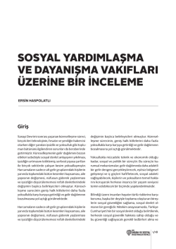 sosyal yardımlaşma ve dayanışma vakıfları üzerine bir inceleme
