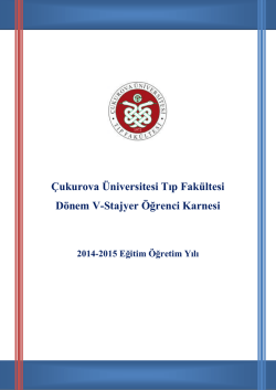 STAJER KARNEsi 2014-2015 Eyl&uuml;l - &Ccedil;ukurova &Uuml;niversitesi Tıp
