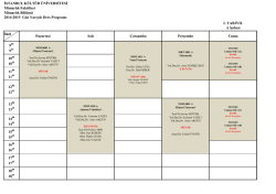I. YARIYIL A Şubesi Pazartesi Salı &Ccedil;arşamba Perşembe Cuma 9 9