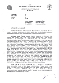 13.10.2014 Tarihli Meclis Toplantı Tutanağı