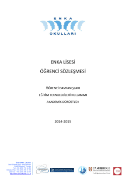 ENKA LİSESİ &Ouml;ĞRENCİ S&Ouml;ZLEŞMESİ