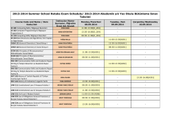 2013-2014 Akademik yılı Yaz Okulu B&uuml;t&uuml;nleme Sınav Takvimi