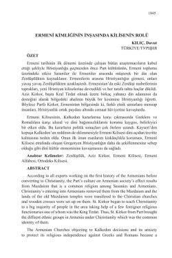 ermeni kimliğinin inşasında kilisenin rol&uuml;
