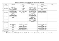 2014 &ndash; 2015 &Ouml;ğretim Yılı G&uuml;z D&ouml;nemi Ders Programı