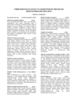 2014 Ders İ&ccedil;erikleri - Sağlık Hizmetleri Meslek Y&uuml;ksekokulu