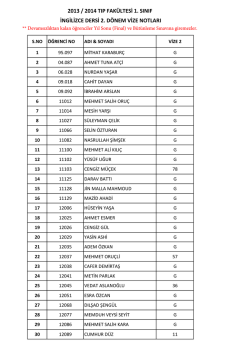 2013 / 2014 tıp fakültesi 1. sınıf ingilizce dersi 2. dönem vize notları