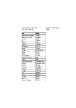 Pazartesi 20:00 - 22:00 Okt. Harun &Ouml;ZT&Uuml;RK S