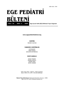ISSN 1300&ndash;9745 EGE PEDİATRİ B&Uuml;LTENİ www. egepediatribulteni