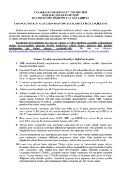 &ccedil;anakkale onsekizmart &uuml;niversitesi sosyalbilimler enstit&uuml;s&uuml; 2014