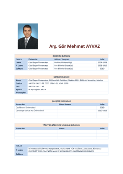 Arş. G&ouml;r Mehmet AYVAZ - Celal Bayar &Uuml;niversitesi