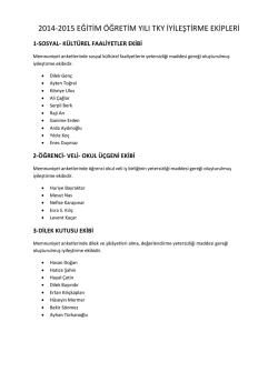 2014-2015 EĞİTİM ÖĞRETİM YILI TKY İYİLEŞTİRME EKİPLERİ