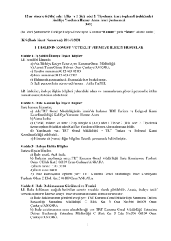 kalifiye Yardımcı Personel Hizmeti İDARİ ŞARTNAMESİ