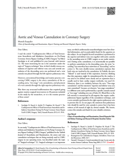 Aortic and Venous Cannulation in Coronary Surgery