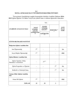T.C. MUĞLA SITKI KO&Ccedil;MAN &Uuml;NİVERSİTESİ REKT&Ouml;RL&Uuml;Ğ&Uuml;NDEN