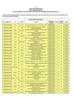 2014-2015 &ouml;ğretim yılı bahar yarıyılı yedekten kayıt yaptırma hakkı