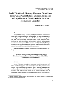 Edebî Tür Olarak Mektup, Hatıra ve Günlüklere Yansıyanlar