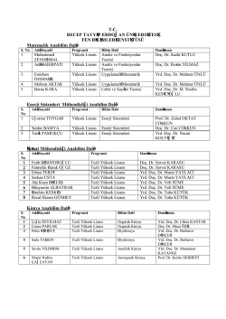 T.C. RECEP TAYYİP ERDOĞAN &Uuml;NİVERSİTESİ FEN BİLİMLERİ