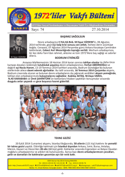 B&uuml;lten 74*TIKLAYINIZ - 1972liler Sosyal Yardımlaşma ve
