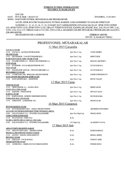 PROFESYONEL M&Uuml;SABAKALAR - TFF İstanbul İl Başkanlığı