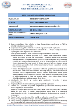 2014-2015 bocce yıldızlar (erkek-kız) grup a&ccedil;ıklamaları