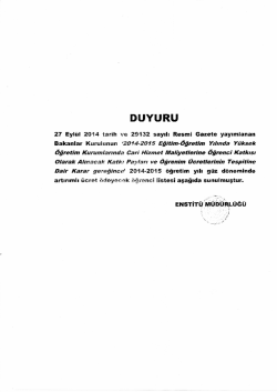 2014-2015 &ouml;ğretim yılı har&ccedil;larıyla ilgili duyuru