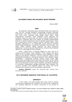 -(U)t EKİNİN FARKLI BİR ANLAMSAL İŞLEVİ