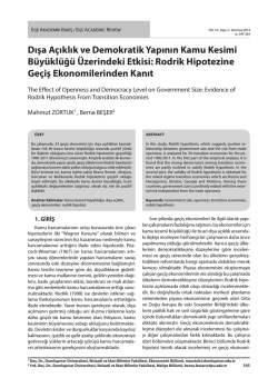 Dışa Açıklık ve Demokratik Yapının Kamu Kesimi