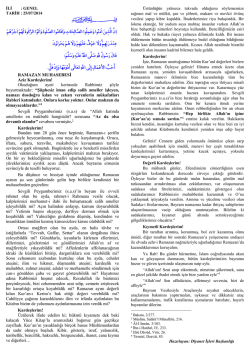 RAMAZAN MUHASEBESİ Aziz Kardeşlerim! Okuduğum ayeti