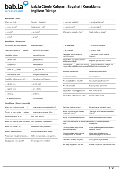C&uuml;mle Kalıpları: Seyahat | Konaklama (İngilizce-T&uuml;rk&ccedil;e)
