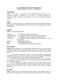 T.C. KAPADOKYA MESLEK Y&Uuml;KSEKOKULU EĞİTİM &Ouml;ĞRETİM VE