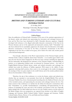 BRITISH AND TURKISH LITERARY AND CULTURAL INTERACTIONS