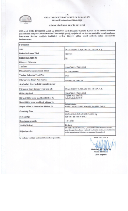 Fervelita NK 3-18+ TE Tescil Belgesi