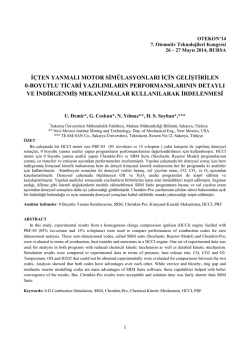 İ&Ccedil;TEN YANMALI MOTOR SİM&Uuml;LASYONLARI İ&Ccedil;İN