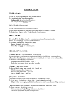 S&Ouml;ZC&Uuml;KTE ANLAM TEMEL ANLAM: S&ouml;zc&uuml;k tek başına