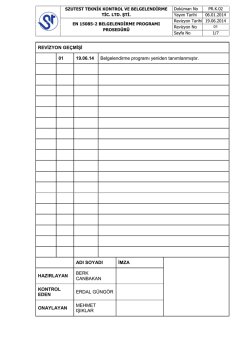 REVİZYON GEÇMİŞİ 01 19.06.14 Belgelendirme programı yeniden