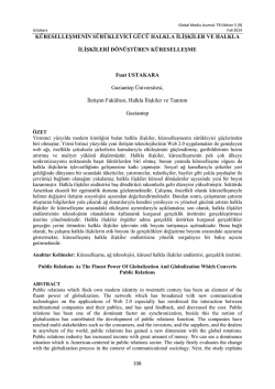 Fuat USTAKARA K&uuml;reselleşmenin S&uuml;r&uuml;kleyeci G&uuml;c&uuml; Halkla İlişkiler