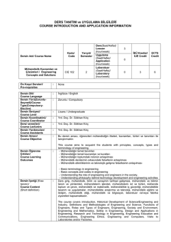 DERS TANITIM ve UYGULAMA BİLGİLERİ