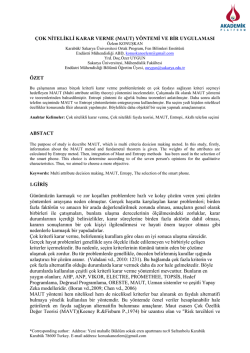 Evaluation And Selection Of Smart Phones Using İntegrated Maut