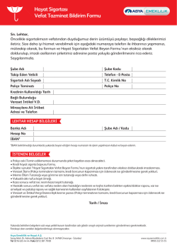 Asya Hayat Vefat Tazminat Formu