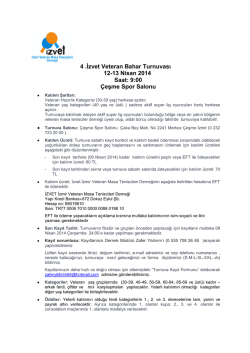 4 .İzvet Veteran Bahar Turnuvası 12-13 Nisan 2014 Saat