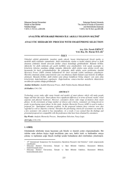 Analitik Hiyerarşi Proses İle Akıllı Telefon Se&ccedil;imi