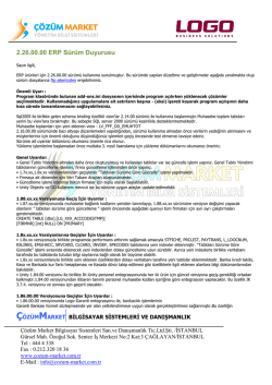 2.26.00.00 ERP S&uuml;r&uuml;m Duyurusu