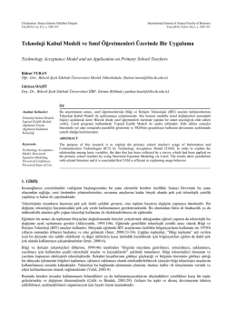 Teknoloji Kabul Modeli ve Sınıf &Ouml;ğretmenleri &Uuml;zerinde