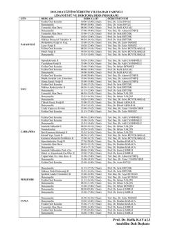 Prof. Dr. Refik KAYALI Anabilim Dalı Başkanı