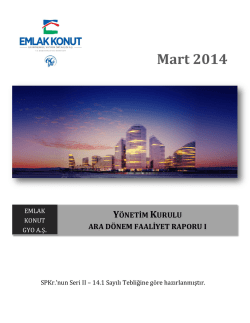31 Mart 2014 Dönemi Faaliyet Raporunu