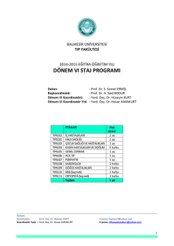 D&ouml;nem VI - Balıkesir &Uuml;niversitesi Sağlık Uygulama ve Araştırma