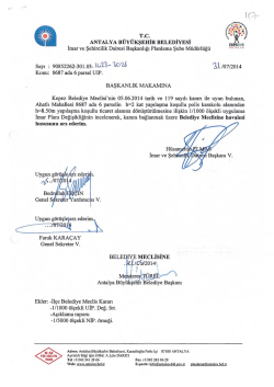 TC ANTALYA B&Uuml;Y&Uuml;KŞEHİR BELEDİYESİ &icirc;mar ve Şehircilik Dairesi